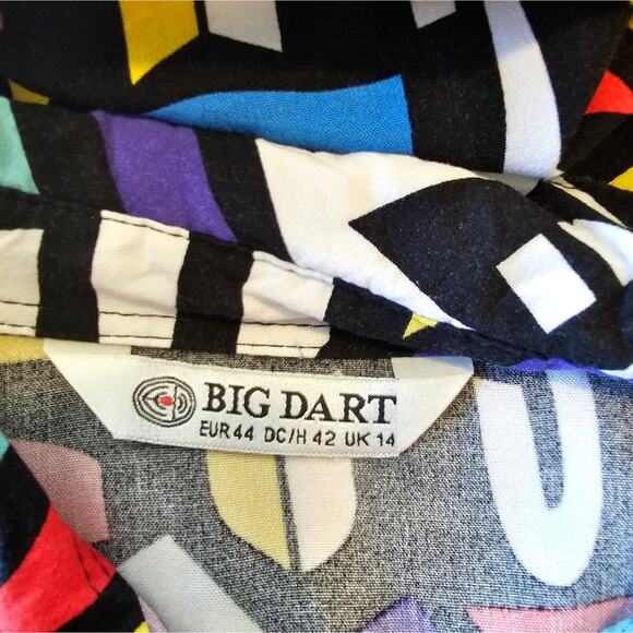 Big Dart Women's Colorful Retro Pop Art Print Button Up Long Sleeve Sz M/L - Picture 11 of 12